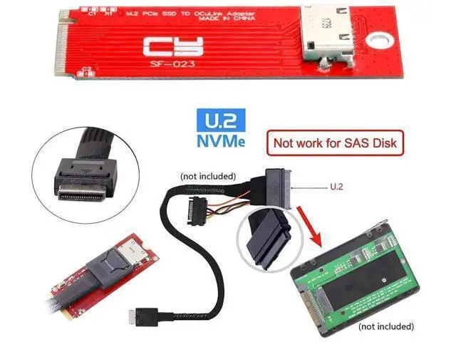 Alt view image 6 of 7 - PCIe 4.0 M.2 M-Key to Oculink SFF-8611/SFF-8612 Host Adapter Card, Compatible with 2260 NVMe M.2 SSD