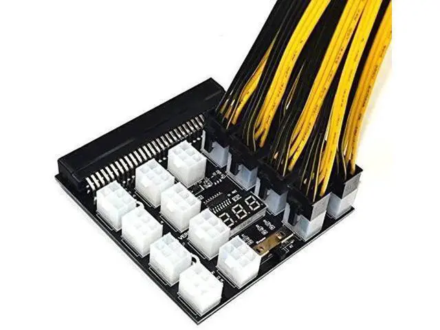 Alt view image 6 of 6 - 12V PCI-E 17-Port 6Pin Server PSU Breakout Board Adapter, HP Server Power Supply Converter for BTC ETH GPU Mining Rig & Antminer Equipment