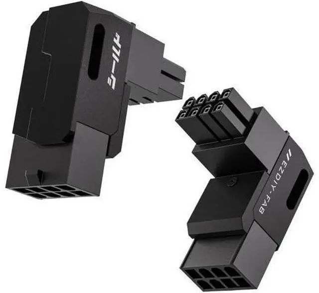 Main image of 2 Pack Black Shield Series 90° Angled 8Pin PCIe GPU Power Adapter, Aluminum Alloy Graphics Card Power Direction Changer