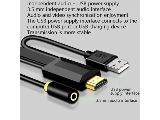 Alt view image 3 of 7 - 1M HDMI to VGA Cable Adapter Supports 1080P Full HD, Compatible with Notebook PC TV Box Projector Industrial Display