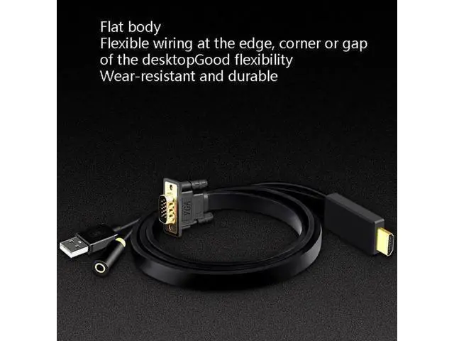 Alt view image 5 of 7 - 1M HDMI to VGA Cable Adapter Supports 1080P Full HD, Compatible with Notebook PC TV Box Projector Industrial Display