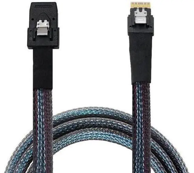 Main image of 2 Pack 1.6FT Slimline SAS 4.0 Conversion Cable, SFF-8654 4i 38Pin Host to SFF-8087 Mini SAS 4i 36Pin Internal Server Storage Cable, Black