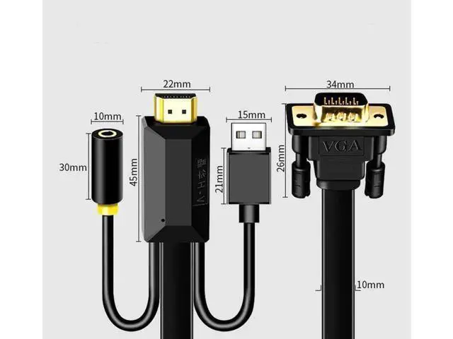 Alt view image 6 of 7 - 1M HDMI to VGA Cable Adapter Supports 1080P Full HD, Compatible with Notebook PC TV Box Projector Industrial Display