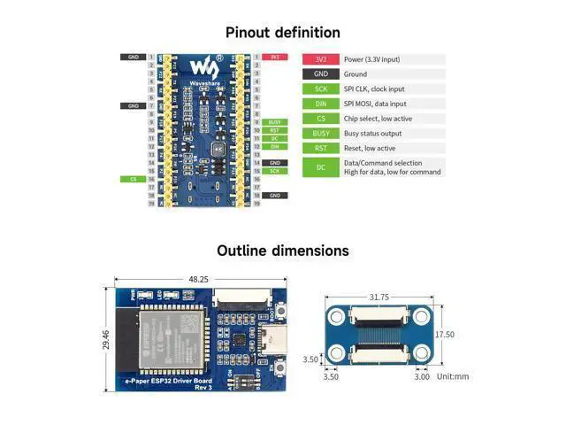 Alt view image 6 of 6 - Universal e-Paper Driver Board with WiFi/Bluetoth SoC ESP32 onboard Support Various SPI e-Paper Raw Panels