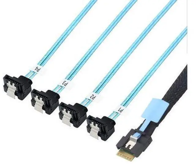 Main image of Pcie Slimline SAS SFF-8654 4i 38P to 4X SATA Server Cable PCIe Host Adapter Anti-Mismating Design (50cm,to 4*SATA 90°)
