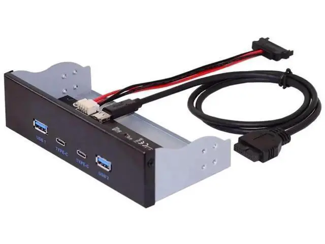Alt view image 6 of 7 - 5.25 Inch Optical Drive Bay Front Panel Hub, 4-Port USB 3.0 Type-A & USB-C Motherboard Expansion Adapter for Desktop PC Chassis