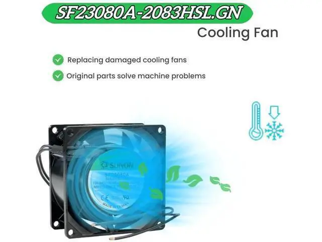 Alt view image 3 of 6 - SUNON SF23080A-2083HBL.GN 8038 Cabinet Cooling Fan, 220-240V 50/60Hz 0.08/0.09A 2850RPM Axial Fan