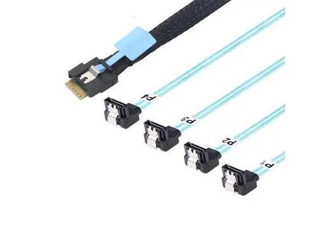 Alt view image 3 of 5 - Pcie Slimline SAS SFF-8654 4i 38P to 4X SATA Server Cable PCIe Host Adapter Anti-Mismating Design (50cm,to 4*SATA 90°)