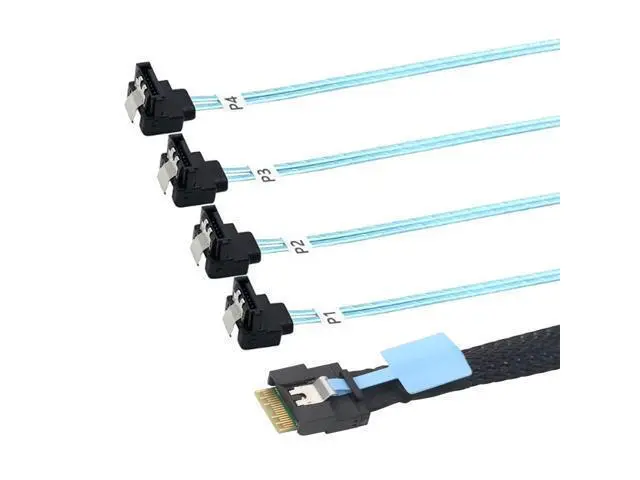 Alt view image 4 of 5 - Pcie Slimline SAS SFF-8654 4i 38P to 4X SATA Server Cable PCIe Host Adapter Anti-Mismating Design (50cm,to 4*SATA 90°)