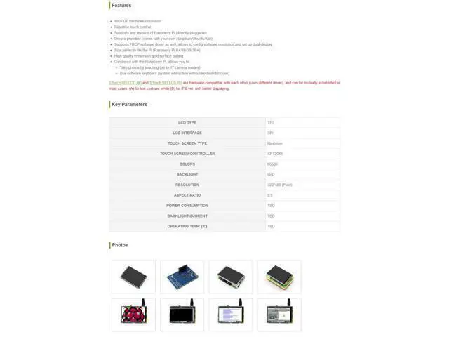 Alt view image 3 of 7 - 3.5inch Touch Screen, Compatible with Raspberry Pi 5/4B/3B/Zero/Zero W/Zero 2W/Pico/Pico W/Pico WH, TFT LCD, 480x320