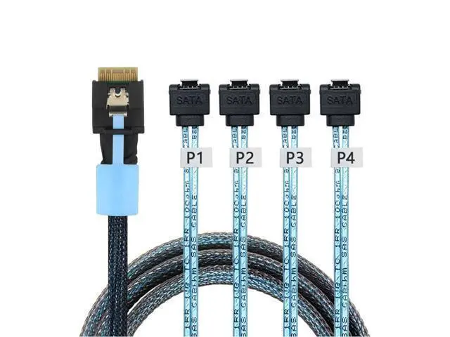 Alt view image 2 of 5 - Pcie Slimline SAS SFF-8654 4i 38P to 4X SATA Server Cable PCIe Host Adapter Anti-Mismating Design (100cm,to 4*SATA 90°)