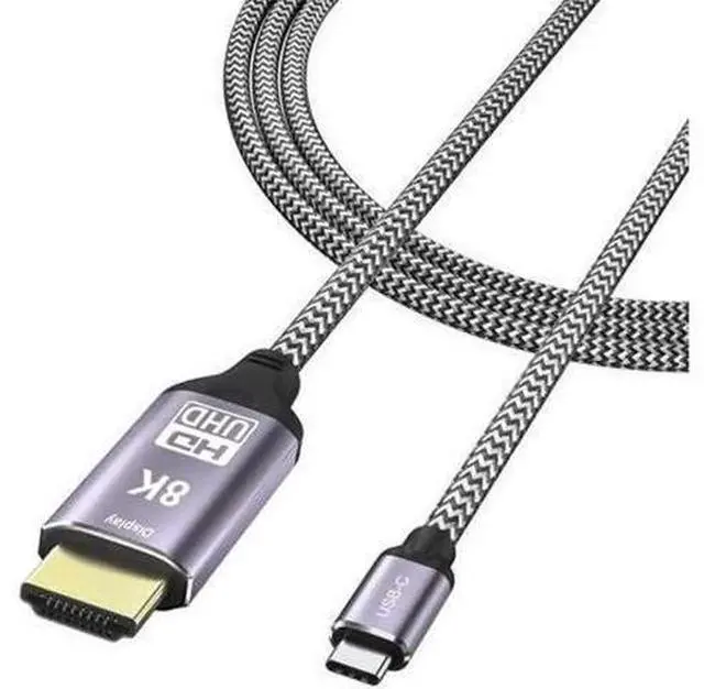 Main image of 1.8M USB 3.1 Type-C to HDMI 2.1 Cable, 48Gbps Thunderbolt 3 Supported, 8K@30Hz 4K@120Hz UHD HDR Cord for HDTV Projector Monitor