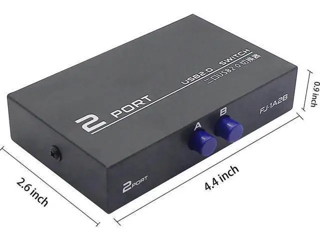 Alt view image 4 of 7 - 2-Port USB 2.0 Printer Sharing Switch, USB Device Port Splitter for 2 Computers Share One Peripheral, Comes with 2PCS USB 2.0 Male Cables