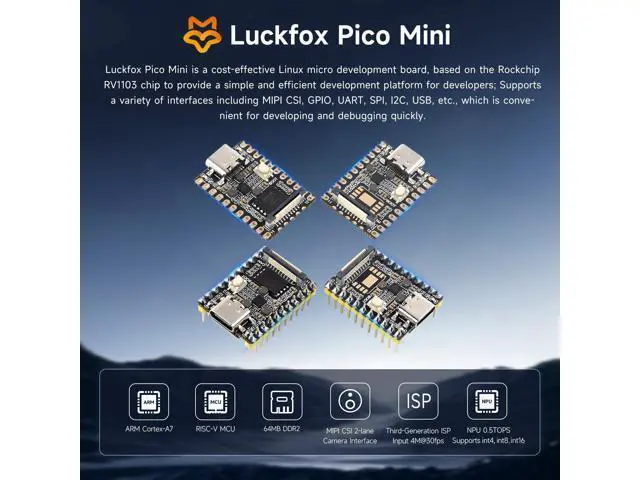 Alt view image 3 of 7 - Luckfox Pico Mini RV1103 Linux Micro Development Board, Integrates ARM Cortex-A7/RISC-V MCU/NPU/ISP Processors with Flash, with Pre-soldered Header