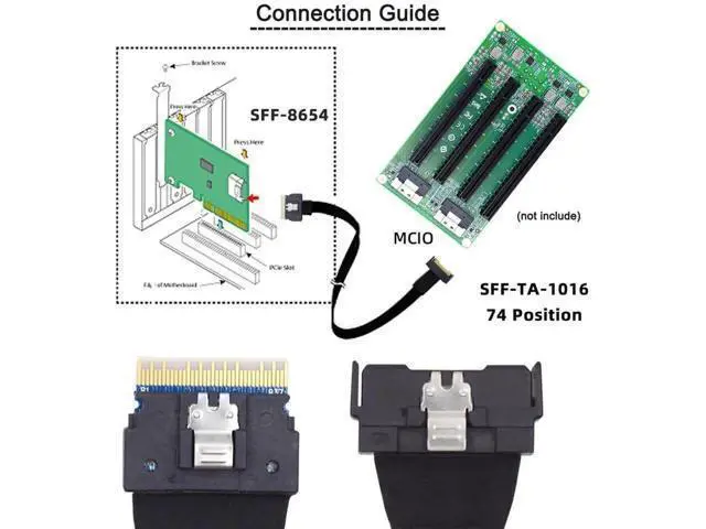Alt view image 6 of 7 - 50cm PCIe 5.0 MCIO Slimline 8i 74Pin Male to SFF-8654 SAS 4.0 74Pin Male Extension Cable