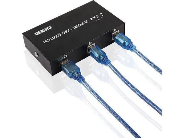 Alt view image 7 of 7 - 2-Port USB 2.0 Printer Sharing Switch, USB Device Port Splitter for 2 Computers Share One Peripheral, Comes with 2PCS USB 2.0 Male Cables