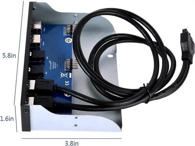 Alt view image 4 of 4 - 5.25 Inch Front Panel USB Hub, 2 USB 3.0 + 2 USB 2.0 Ports with HD Audio & Mic Jack, 20 Pin Connector with 2FT Extension Cable for Desktop PC Case