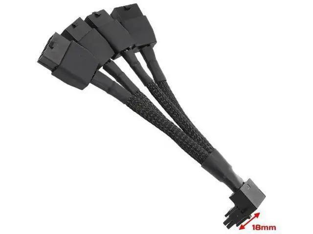 Alt view image 3 of 4 - 12VHPWR 12+4 Pin GPU Cable to 4×8 Pin PCIe 5.0 90 Degree Sleeved Adapter, 5.9 Inch Type B for RTX 4090 4080 4070Ti 3090Ti