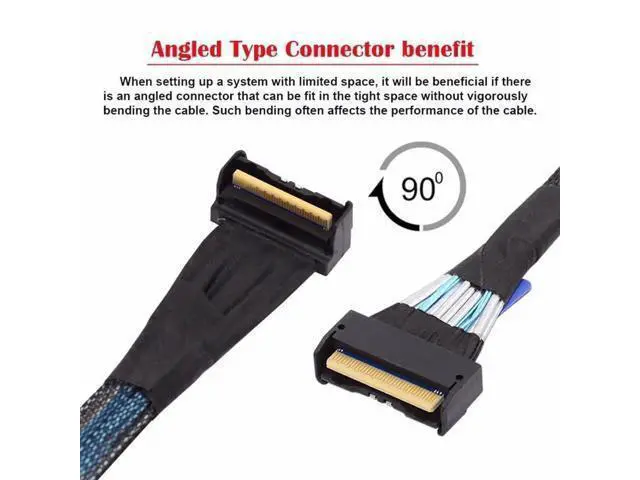Alt view image 2 of 7 - Angled MCIO PCIe 5.0 Extension Cable, Mini Cool Edge IO 74Pin PCIe 8i Male to Male, 35cm