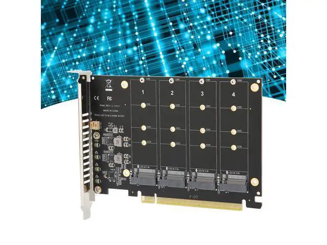 Alt view image 3 of 5 - Zunate M.2 NVME to PCIe X16 Adapter, M Key Hard Drive Converter Reader Expansion Card, 4 Port NVMe to PCI-e Host Controller Expansion Card (ph44)