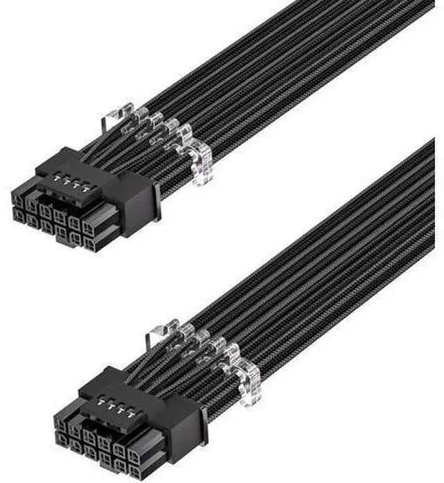 Main image of PCIe 5.1 16Pin 12VHPWR 12V-2x6 Male to Male Sleeved GPU Power Extension Cable, 70cm 600W, Compatible with RTX 5090/5080/5070Ti/5070/4090/4080/4070Ti/3090Ti, for ATX 3.1 Modular PSU, Black