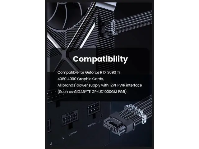 Alt view image 3 of 7 - PCIe 5.1 16Pin 12VHPWR 12V-2x6 Male to Male Sleeved GPU Power Extension Cable, 70cm 600W, Compatible with RTX 5090/5080/5070Ti/5070/4090/4080/4070Ti/3090Ti, for ATX 3.1 Modular PSU, Black