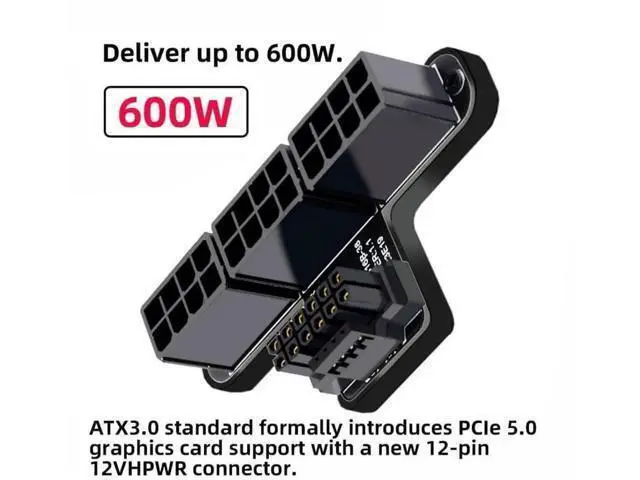 Alt view image 2 of 7 - 90° Up-Angled 12VHPWR 16Pin to Triple ATX 8Pin Power Adapter | ATX3.0 PCIe5.0 for RTX 4080/5090Ti