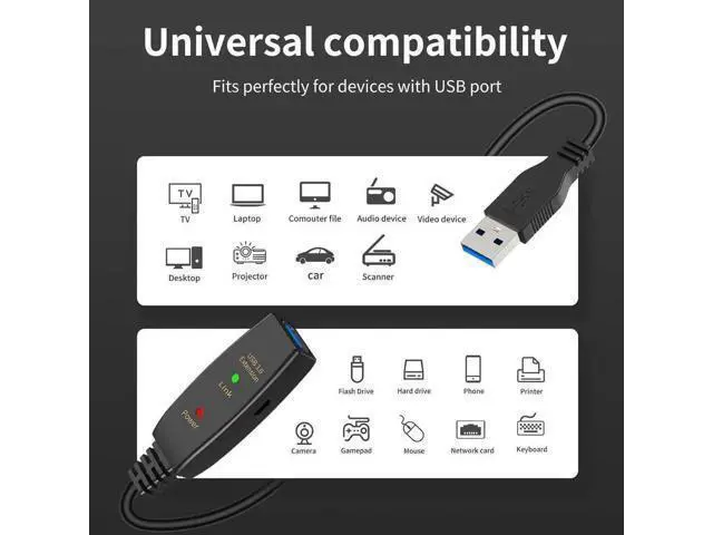 Alt view image 3 of 7 - 16FT USB 3.0 Active Extension Cable, Type A Male to Female Repeater Cable with Signal Booster for Laptop, Hard Drive, Printer, Webcam, Xbox, VR, PS4