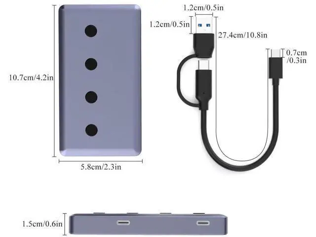 Alt view image 7 of 7 - 6 Port USB 3.2 Hub Splitter, USB-A & USB-C Ports with USB C Power Supply Port, 10Gbps High Speed Data Hub for PC, External HDD, Flash Drives, Keyboard & Peripherals