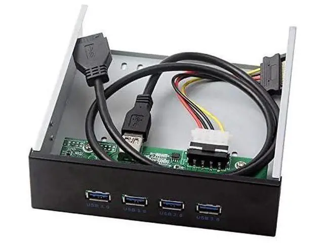 Alt view image 4 of 7 - 4-Port USB 3.0 Front Panel Hub for 5.25 Inch CD-ROM Bay, Internal USB Expansion Dock with 20Pin Motherboard Header Cable for Desktop PC Case