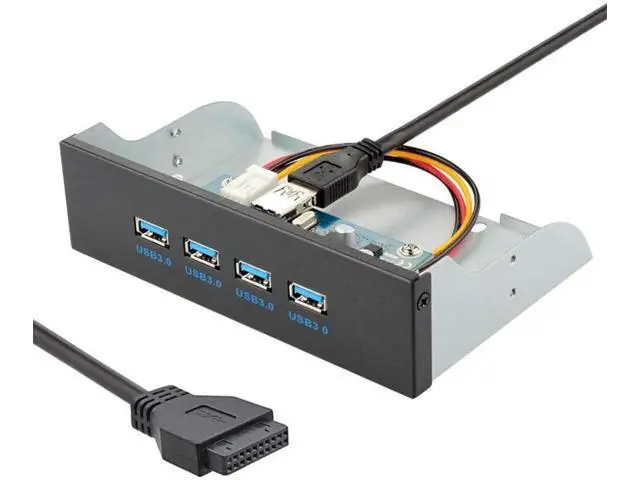 Alt view image 6 of 7 - 4-Port USB 3.0 Front Panel Hub for 5.25 Inch CD-ROM Bay, Internal USB Expansion Dock with 20Pin Motherboard Header Cable for Desktop PC Case