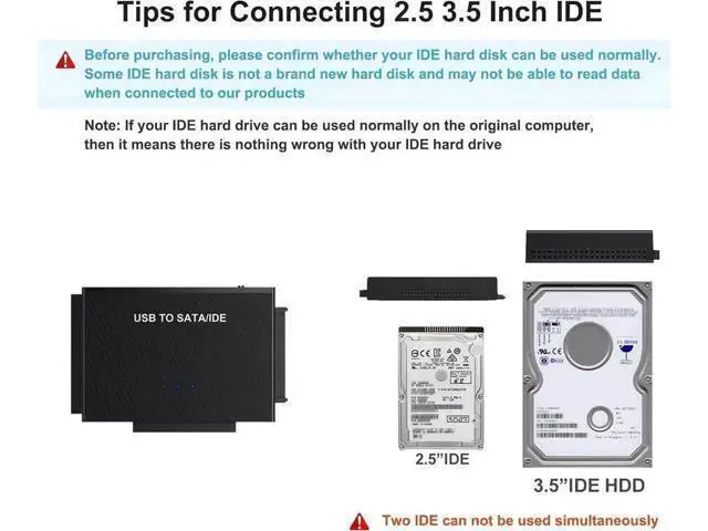 Alt view image 3 of 7 - USB 3.0 & USB-C to SATA IDE Hard Drive Reader Adapter Kit, Universal Converter for 2.5/3.5" IDE HDD & 2.5" SATA SSD, Equipped with 12V 2A Power Supply Adapter