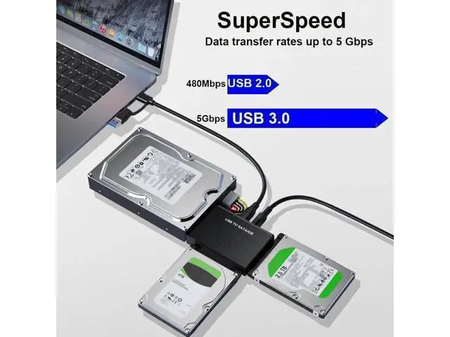 Alt view image 5 of 7 - USB 3.0 & USB-C to SATA IDE Hard Drive Reader Adapter Kit, Universal Converter for 2.5/3.5" IDE HDD & 2.5" SATA SSD, Equipped with 12V 2A Power Supply Adapter