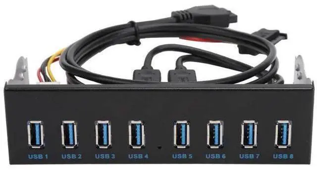 Main image of 8-Port USB 3.0 Front Panel Hub, 19Pin Motherboard Header to 8 USB 3.0 Ports Optical Drive Bay Expansion Adapter for Desktop PC Chassis