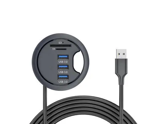 Alt view image 5 of 7 - 60mm Desk Grommet Flush Mount USB 3.0 Dock Splitter, 3-Port USB Hub with SD & TF Micro SD Card Reader for Office Desktop PC Cable Hole Expansion
