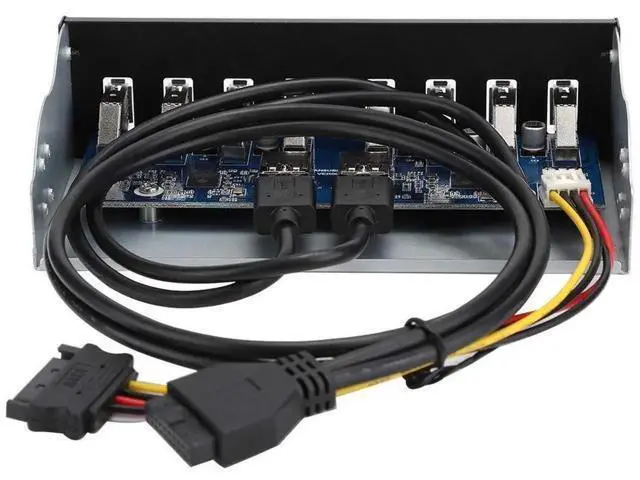 Alt view image 6 of 7 - 8-Port USB 3.0 Front Panel Hub, 19Pin Motherboard Header to 8 USB 3.0 Ports Optical Drive Bay Expansion Adapter for Desktop PC Chassis