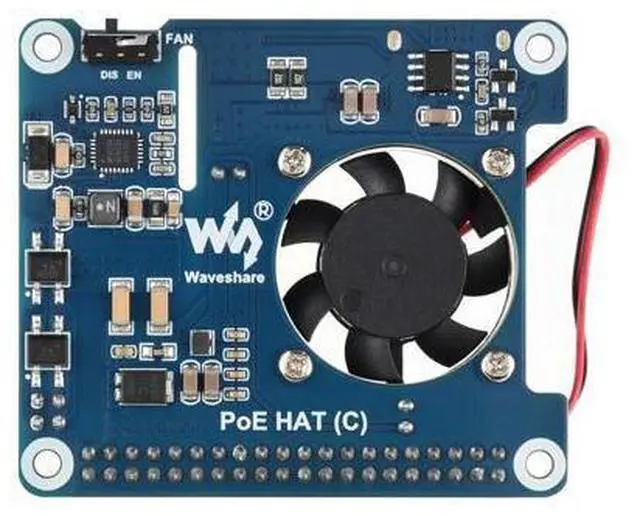 Main image of Power Over Ethernet HAT, Compatible with Raspberry Pi 3B+/4B, PoE/PoE+ Capability, IEEE 802.3af/at-Compliant,12V and 5V Power Outputs to Support More Peripherals