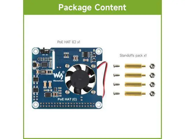 Alt view image 2 of 5 - Power Over Ethernet HAT, Compatible with Raspberry Pi 3B+/4B, PoE/PoE+ Capability, IEEE 802.3af/at-Compliant,12V and 5V Power Outputs to Support More Peripherals