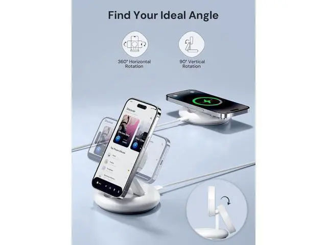 Alt view image 4 of 7 - Wireless Charger, 15W Fast Qi2-Certified Wireless Charging Station Compatible with iPhone 16/15 /15 Plus / 15 Pro /15 Pro Max /14/13 /12, Qi2 Enabled Devices (20W PD Charger Included)