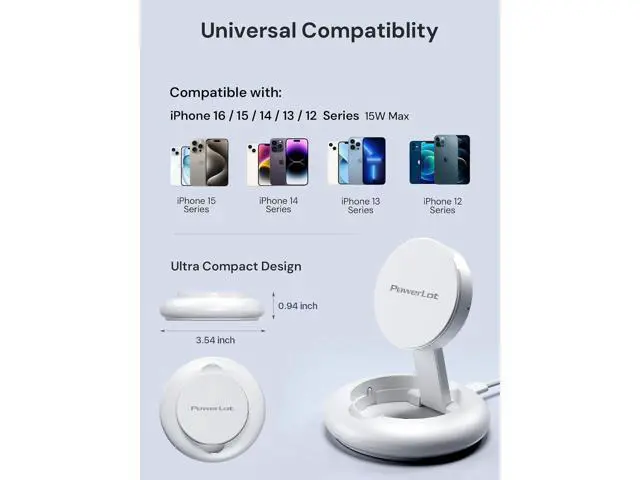 Alt view image 6 of 7 - Wireless Charger, 15W Fast Qi2-Certified Wireless Charging Station Compatible with iPhone 16/15 /15 Plus / 15 Pro /15 Pro Max /14/13 /12, Qi2 Enabled Devices (20W PD Charger Included)