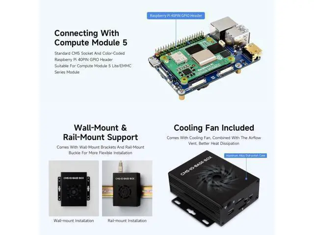 Alt view image 4 of 7 - CM5 Mini Base Board (A) Designed, Compatible with Raspberry Pi Compute Module 5