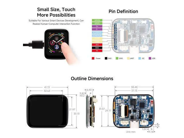 Alt view image 7 of 7 - 1.69inch Round LCD, Compatible with Raspberry Pi 5, Display Module with Touch Panel, Micro LCD Display, 240×280 Resolution, IPS, SPI and I2C Communication, 262K Display Color