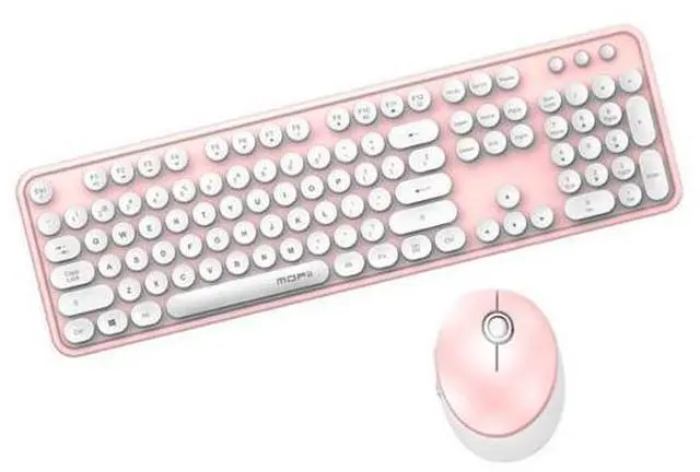 Main image of Wireless Mini Keyboard and Mouse Combo Vintage Round Keycaps Pink
