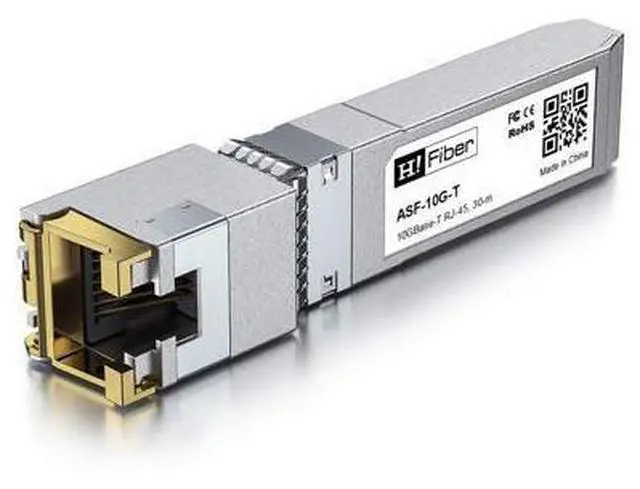 Alt view image 2 of 7 - H!Fiber 10Gb SFP+ to RJ45 Module, 10Gbase-T Ethernet SFP+ Copper Transceiver Support 10G/5G/2.5G/1.25G, for Intel E10GSFPT MikroTik, Ubiquiti, Unifi, Netgear, QNAP, D-Link, Cat6a/Cat7,30m (98ft)