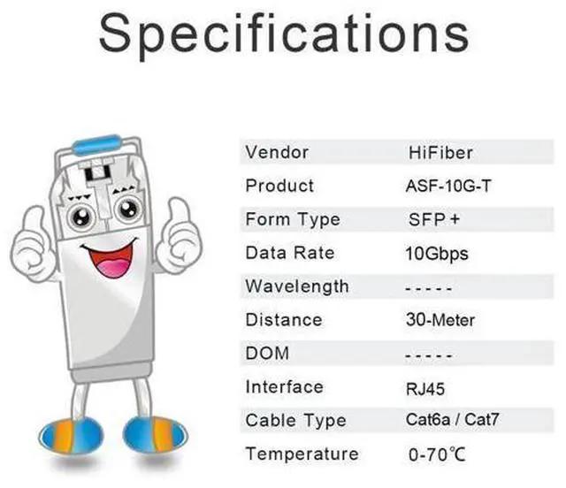 Alt view image 5 of 6 - H!Fiber 10Gb SFP+ RJ45 Transceiver, 10Gbase-T SFP+ Ethernet Copper Module Support 10G/5G/2.5G, CAT.6a/7, 30m, for Cisco SFP-10G-T-S, Ubiquiti UF-RJ45-10G, UniFi, TP-Link, Fortinet, Netgear, D-Link