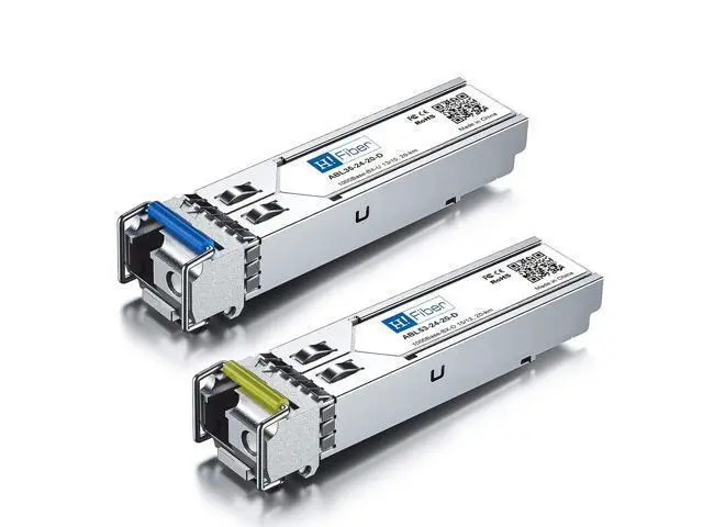 Alt view image 2 of 5 - H!Fiber 1.25G SFP Bidi Transceiver, 1000Base-BIDI 1550nm/1310nm SMF, a Pair of Single Mode SFP Module, up to 2~3 km, for Cisco, Ubiquiti UniFi, Mikrotik, D-Link, Supermicro, Netgear and More