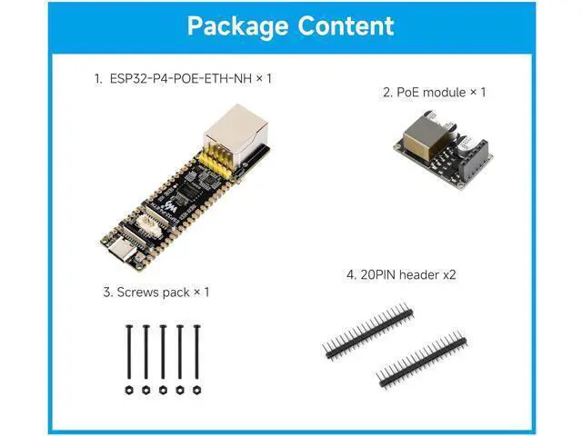 Alt view image 2 of 7 - ESP32-P4 PoE ETH AI Development Board, Based On ESP32-P4 Chip, with PoE Module, Support P oE & USB-C Power Supply, Onboard Ethernet Port, MIPI-CSI/DSI, Microphone, Speaker Header, USB, etc