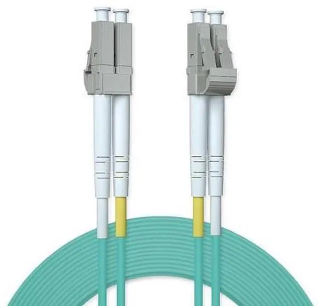 Main image of OM3 LC to LC Fiber Patch Cable, 10G Multimode Fiber Duplex LC 50/125m Fiber Optic Cable Cord, LSZH 50 Meter(164ft), Aqua