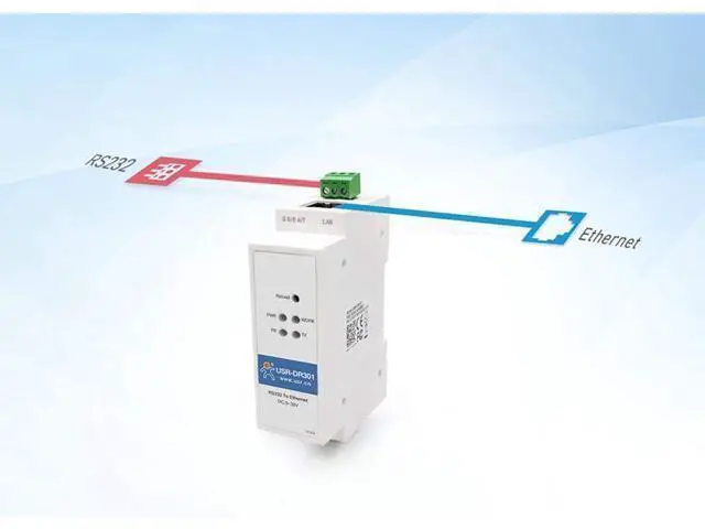 Alt view image 3 of 4 - DR301 DIN-Rail RS232 Serial to Ethernet Converter Tiny Size RS232 Ethernet Serial Device Server Supports Websocket