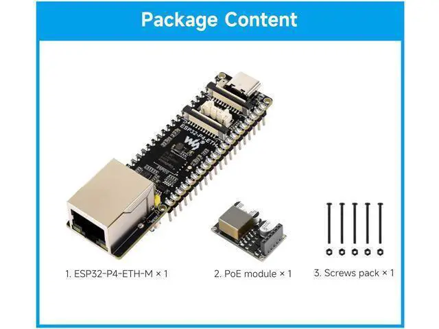 Alt view image 2 of 7 - ESP32-P4 PoE Ethernet AI Development Board, Based On ESP32-P4 Chip, with PoE Module, Support P oE & USB-C Power Supply, Onboard ETH Port, MIPI-CSI/DSI, Microphone, Speaker Header, USB, etc